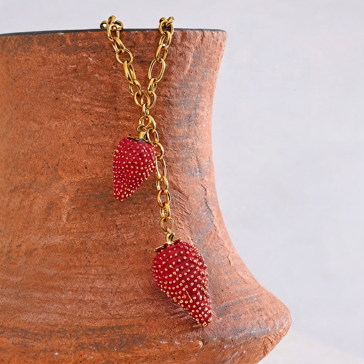 Poppy Strawberry Charm Necklace