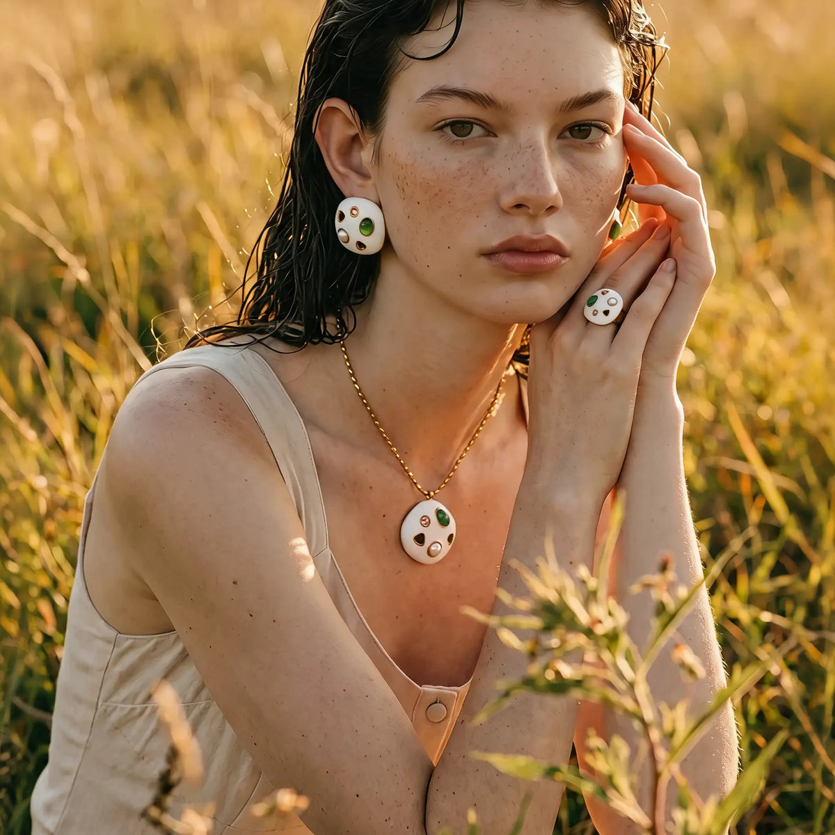 Birch Enamel Dot Ring