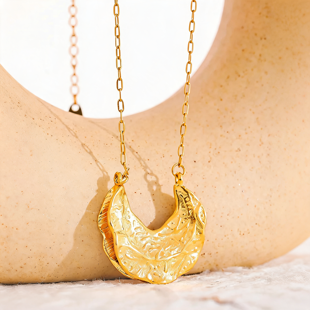 Orla Hammered Crescent Necklace