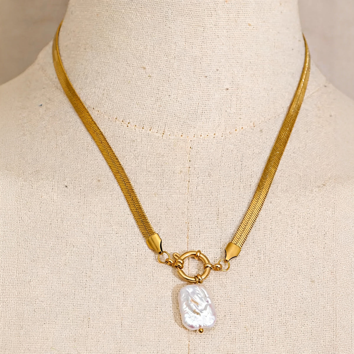 Quincy Pearl Snake Necklace