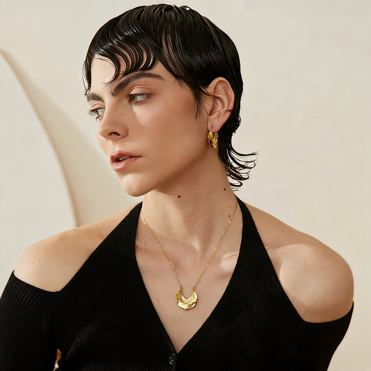 Orla Hammered Crescent Necklace