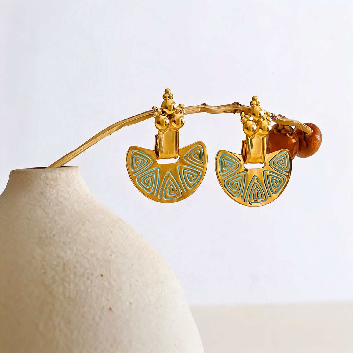 Thea Enamel Fan Earrings