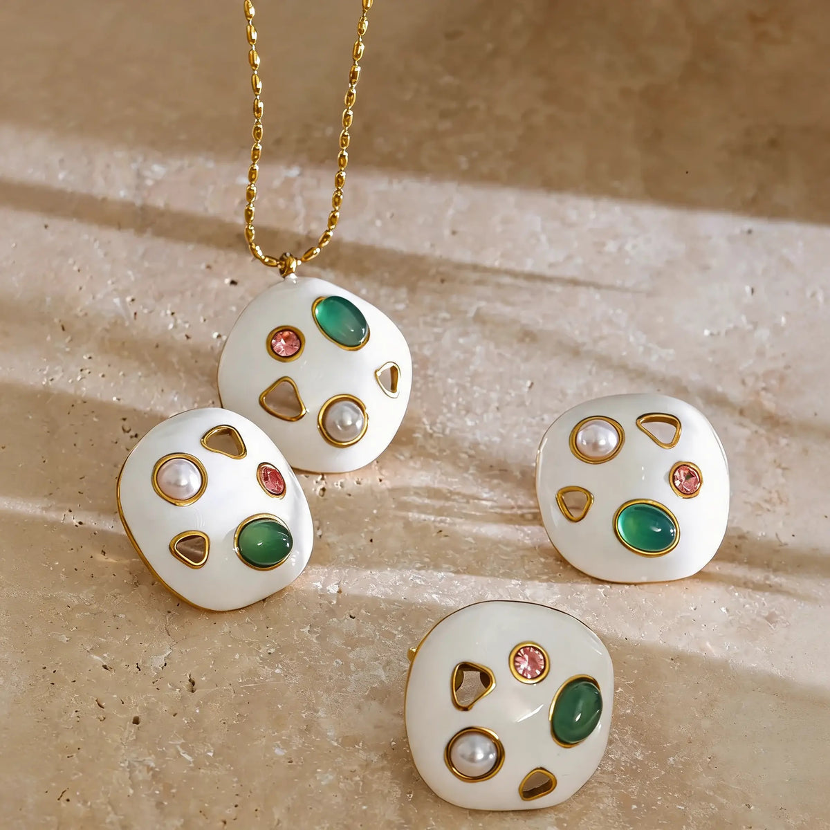 Birch Enamel Dot Ring