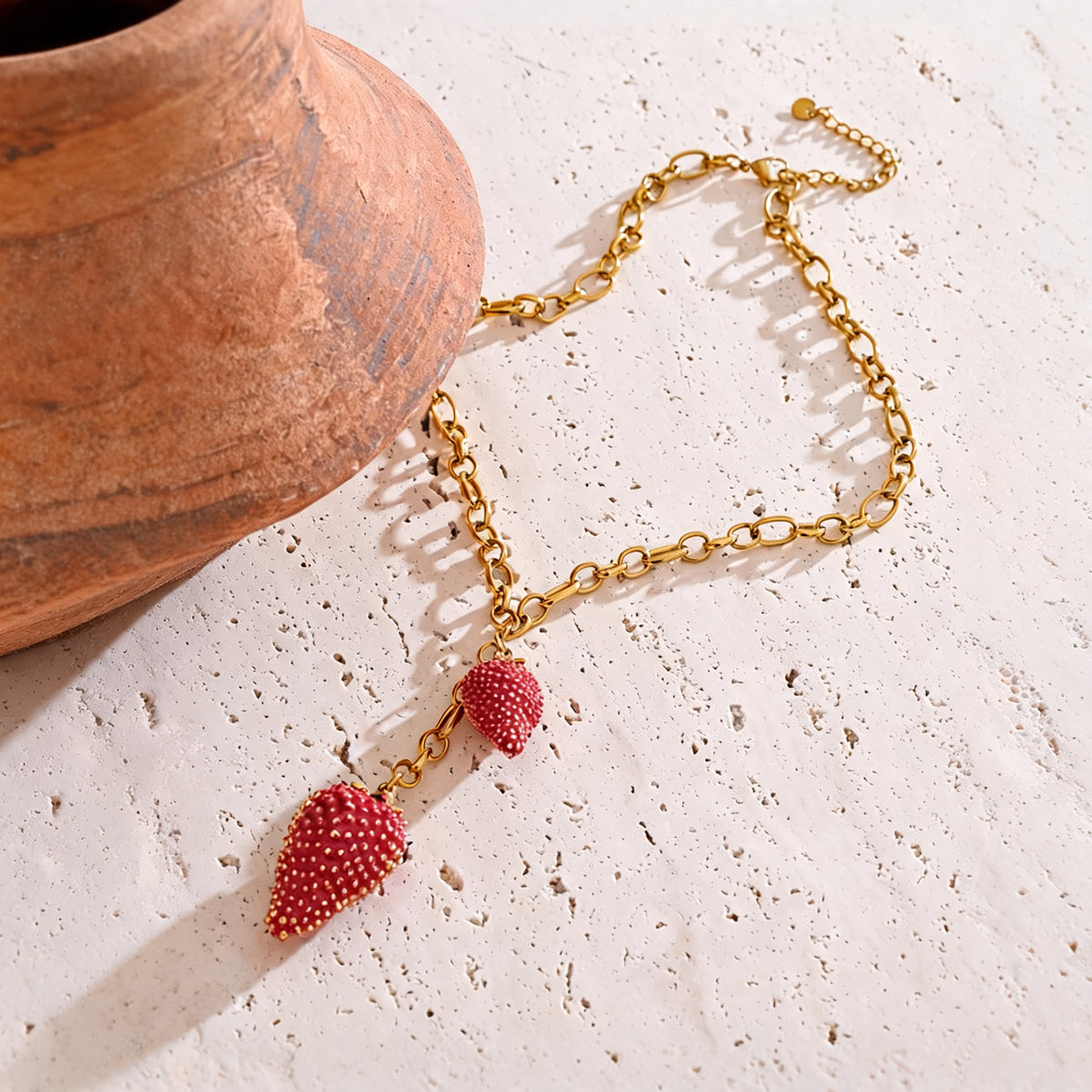 Poppy Strawberry Charm Necklace
