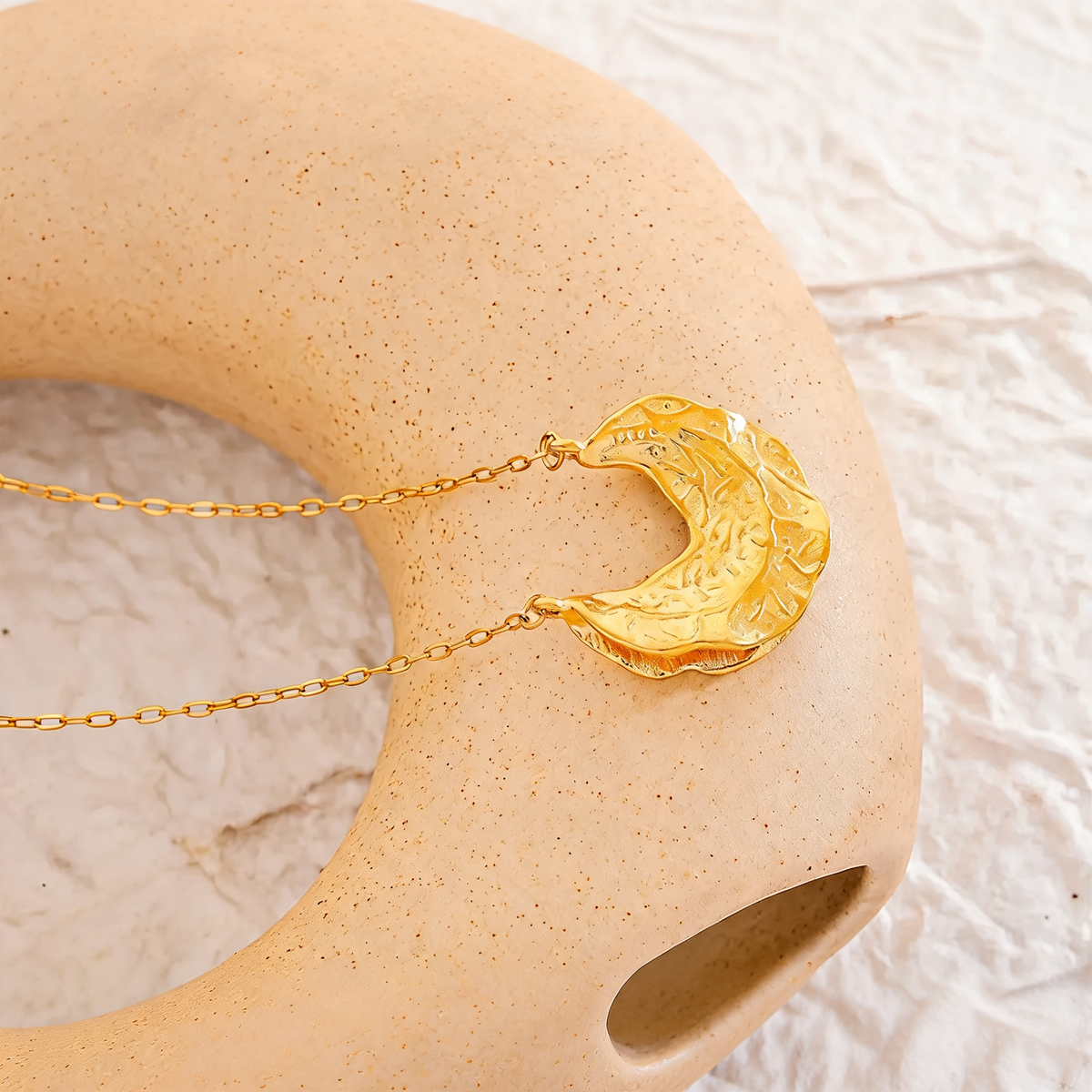Orla Hammered Crescent Necklace