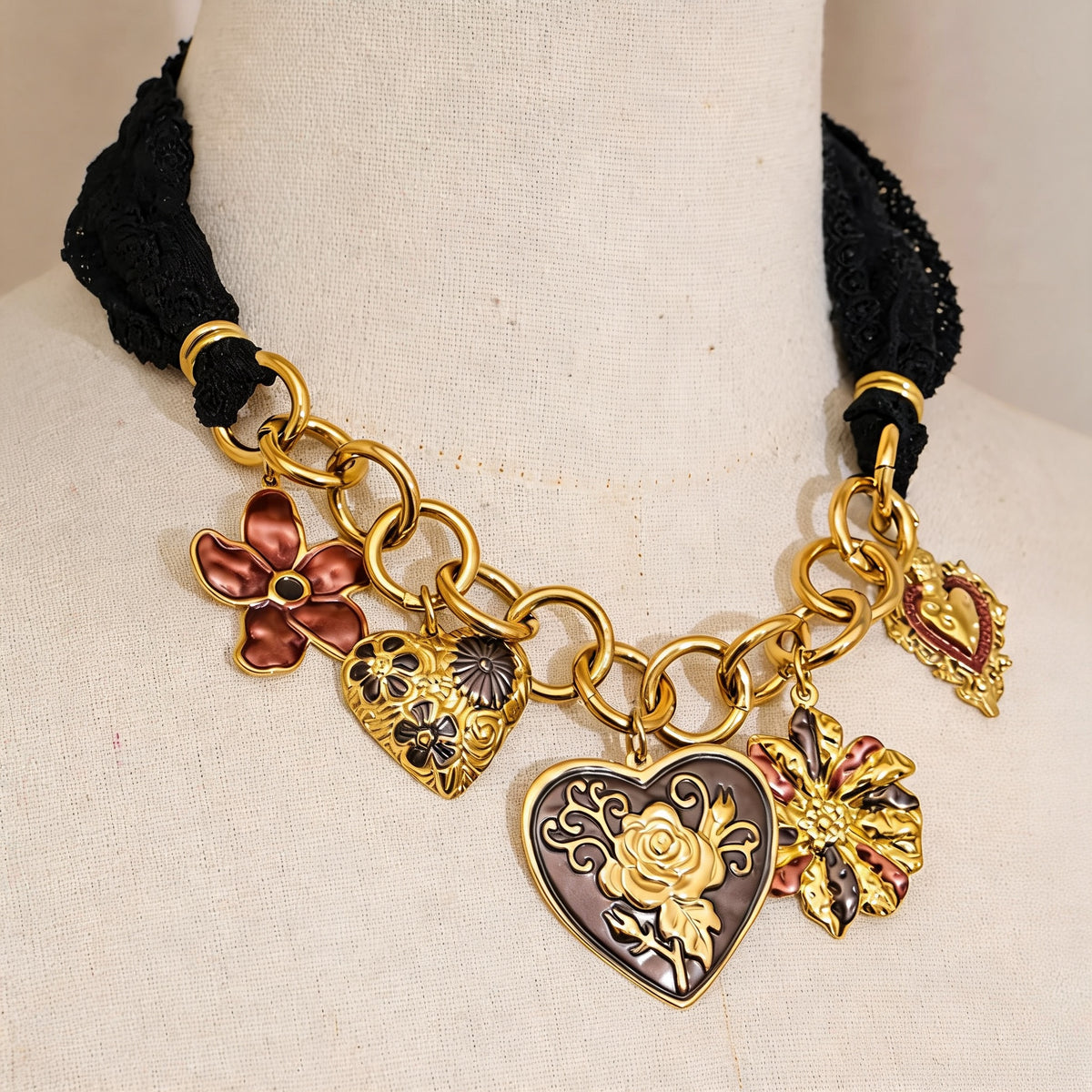Noelle Lace Charm Necklace