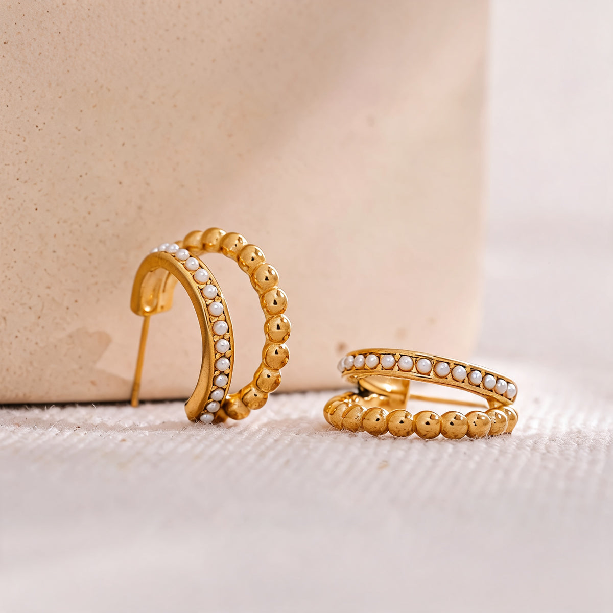 Roux Faux Pearl Hoops