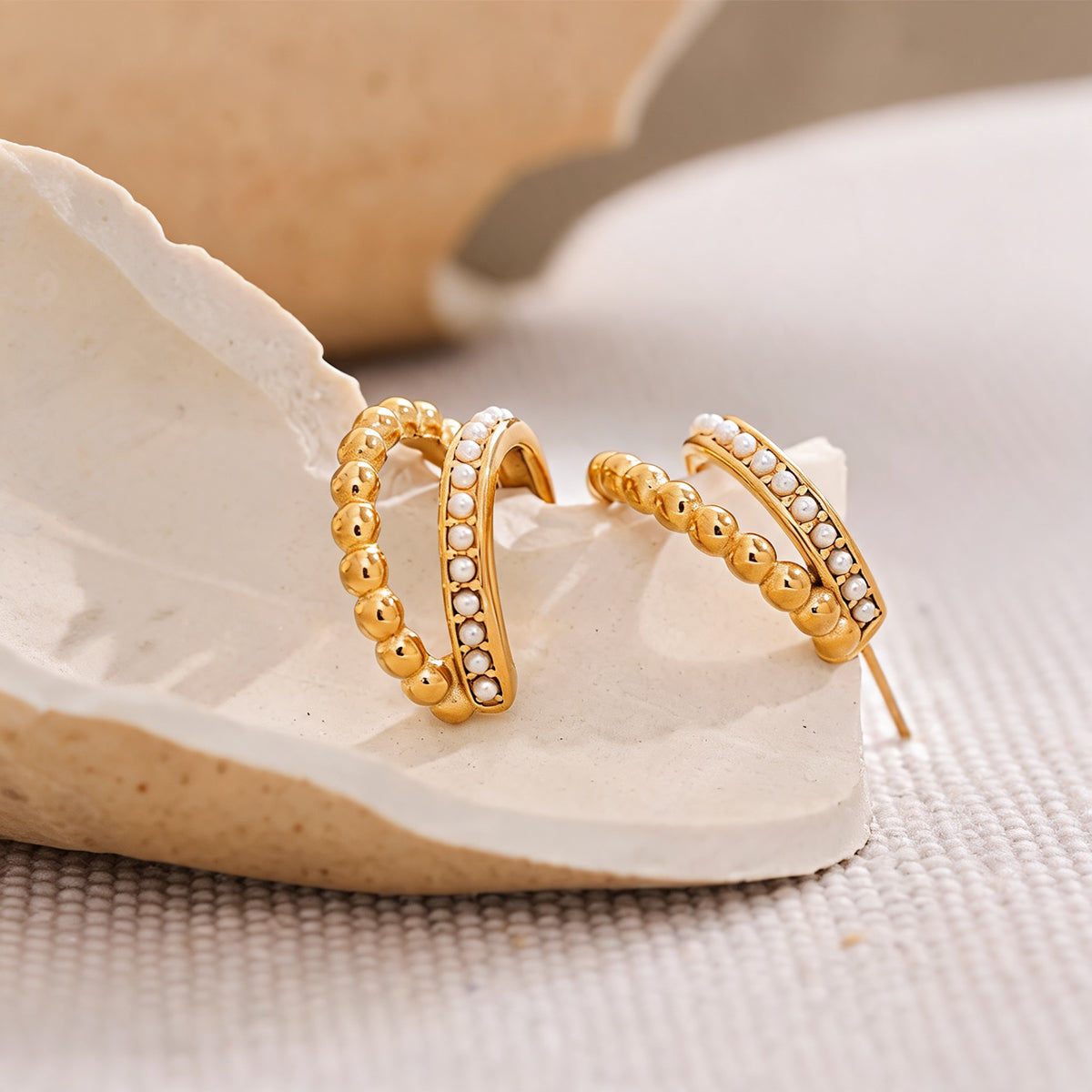 Roux Faux Pearl Hoops