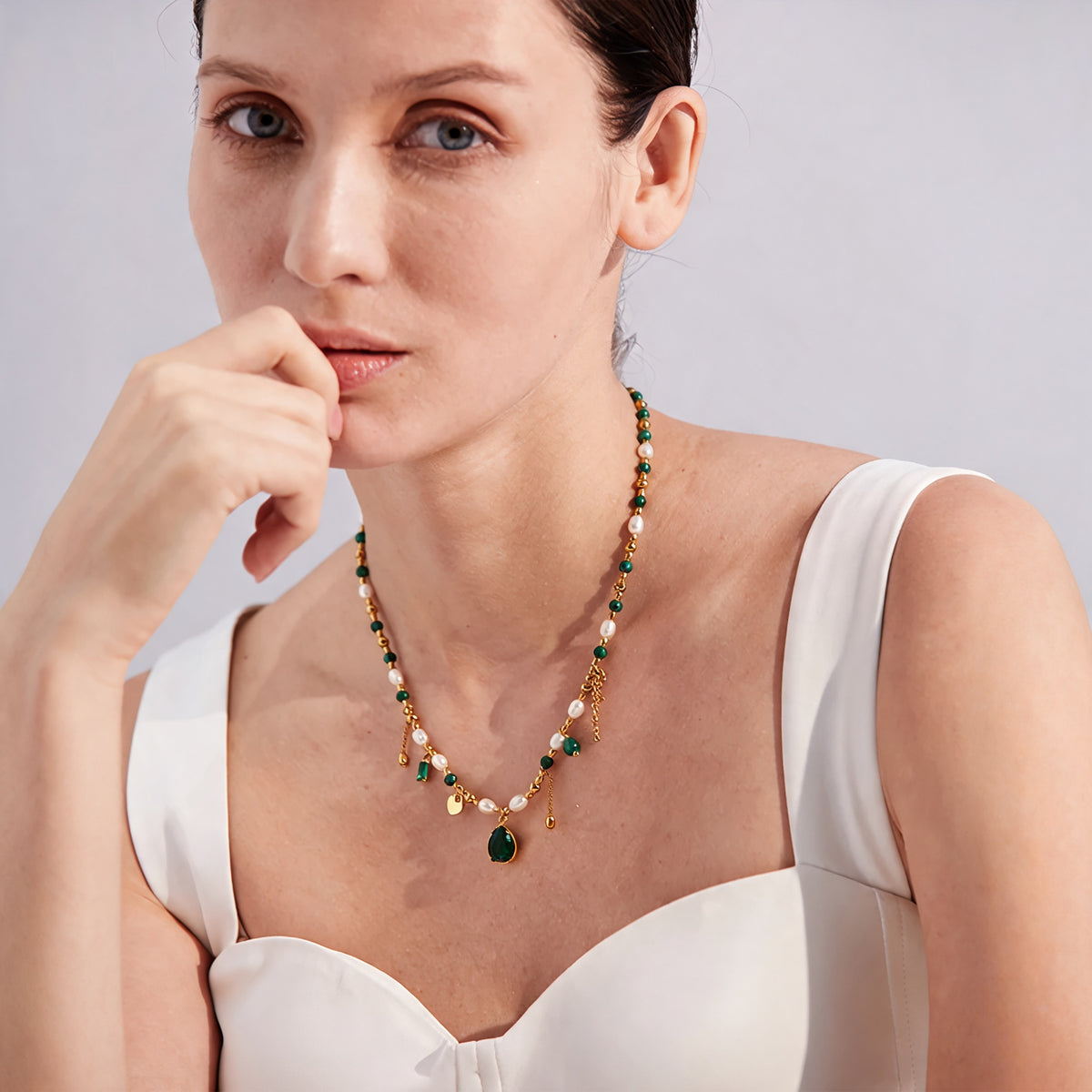 Fallon Green Crystal Necklace