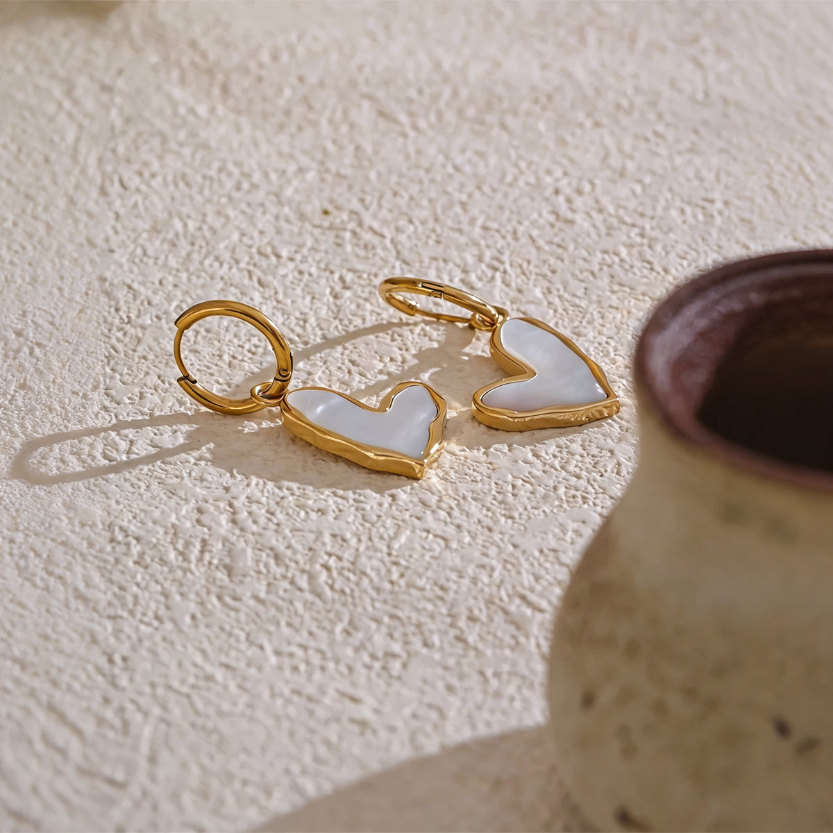 Lila Shell Heart Earrings