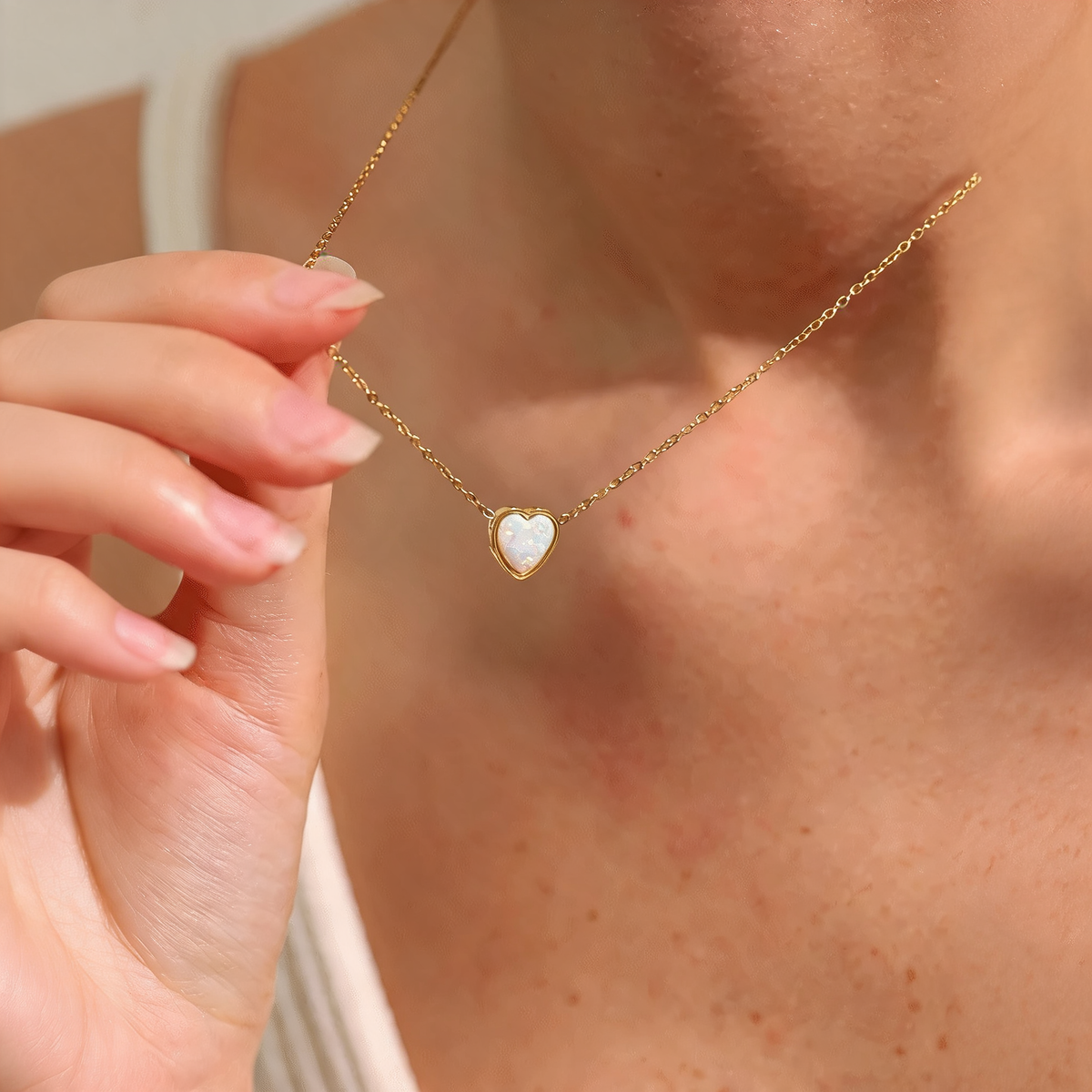 Dove Stone Heart Necklace