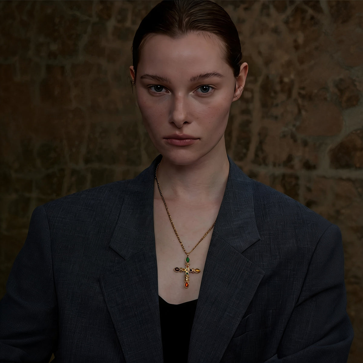 Grace Stone Cross Necklace