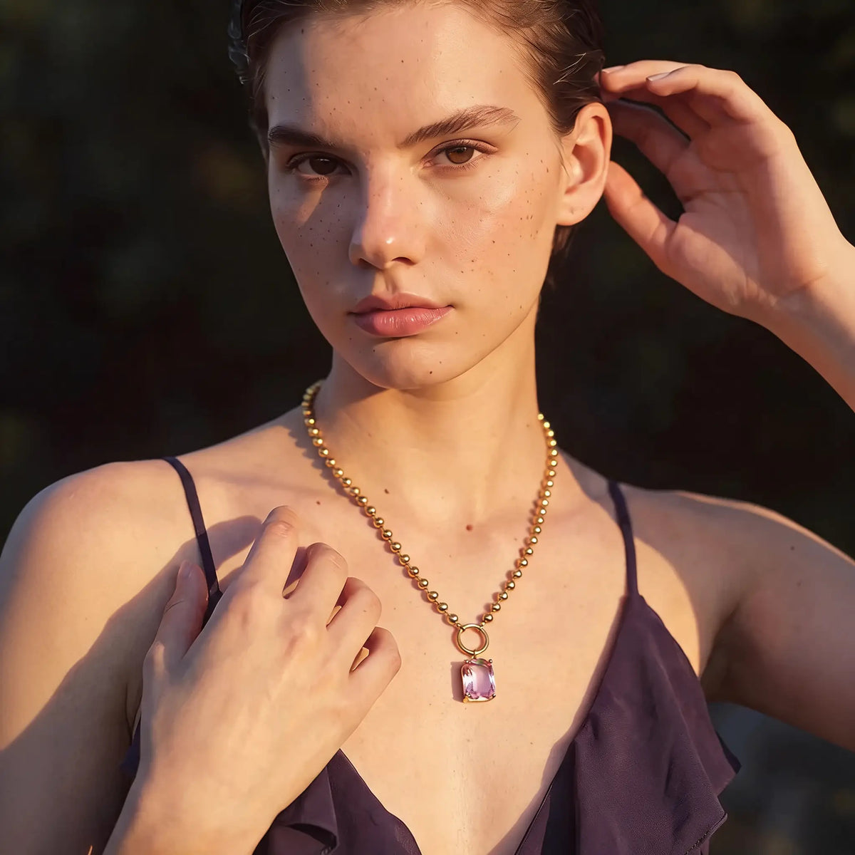 Thistle Crystal Drop Necklace