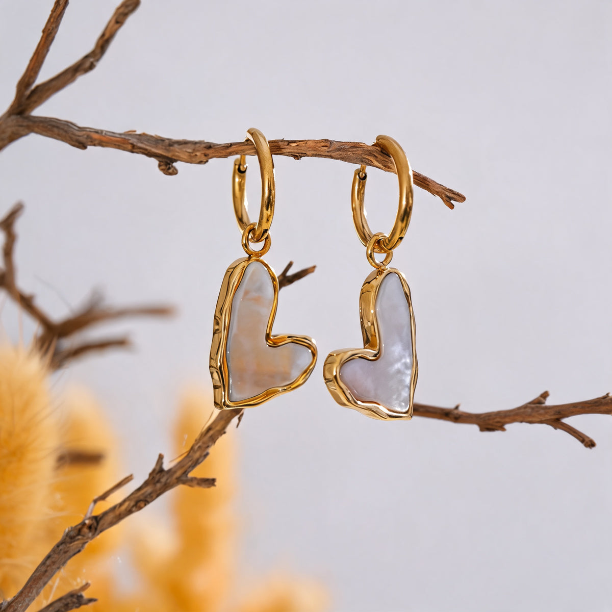 Lila Shell Heart Earrings