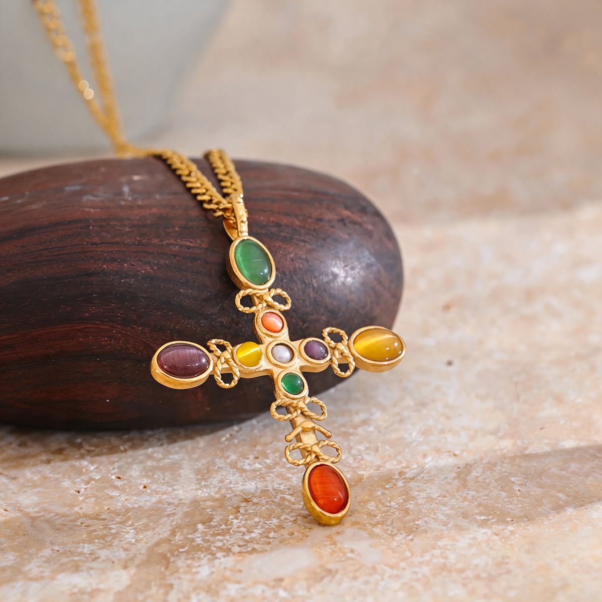 Grace Stone Cross Necklace