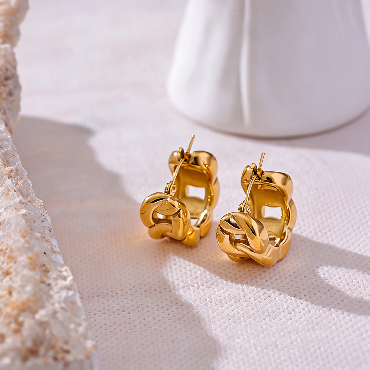Emery Chain Hoop Earrings