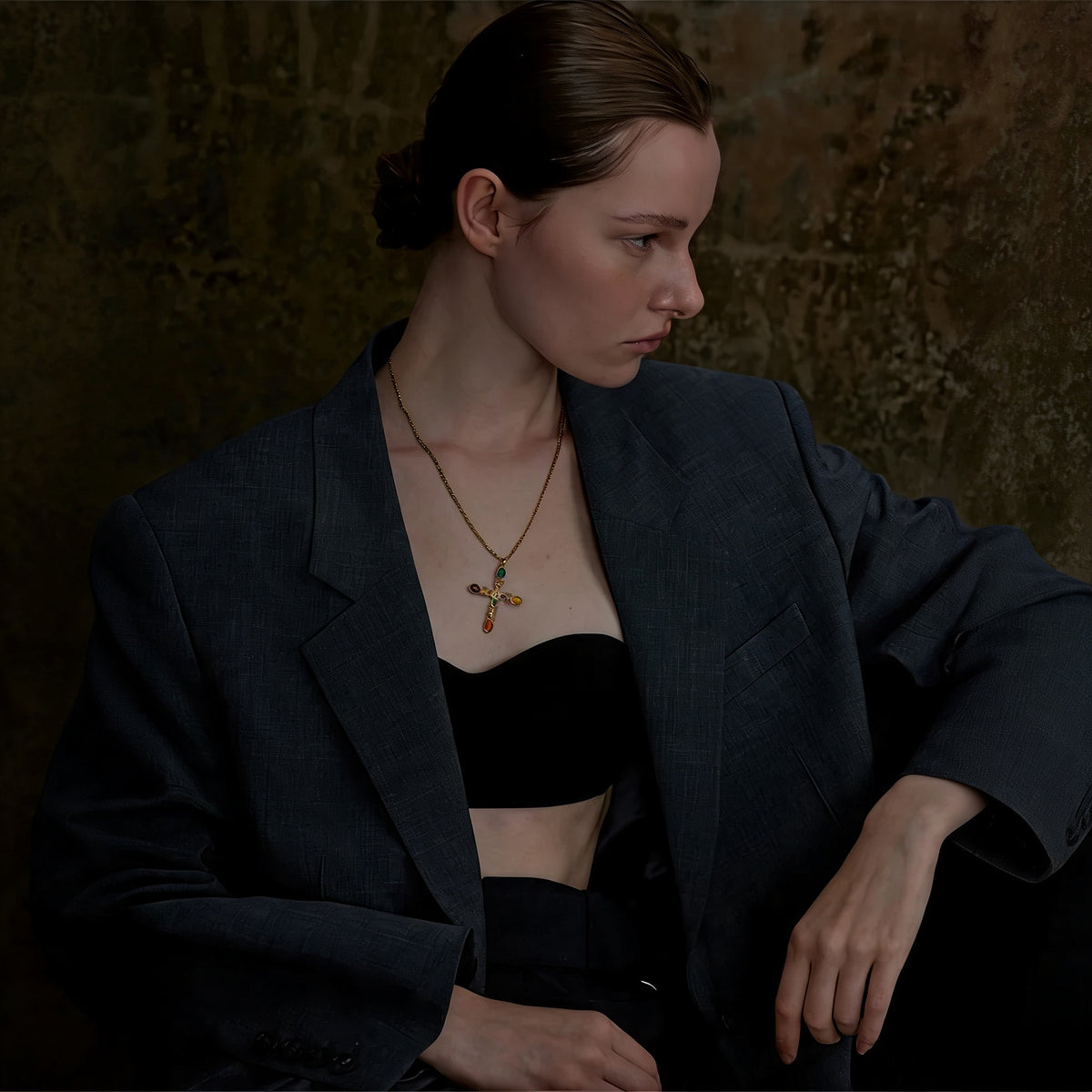 Grace Stone Cross Necklace