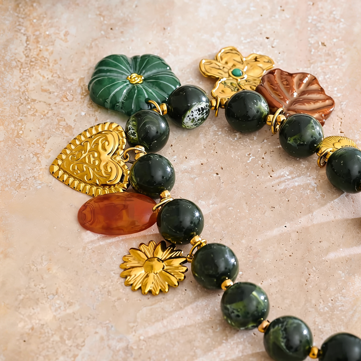 Aster Green Charm Necklace