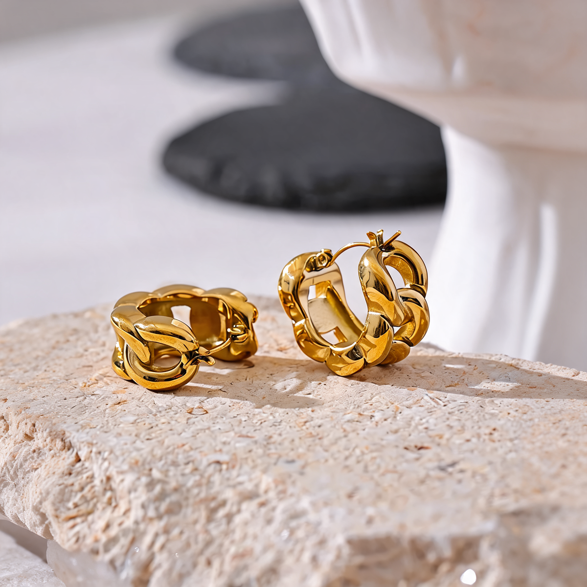 Emery Chain Hoop Earrings