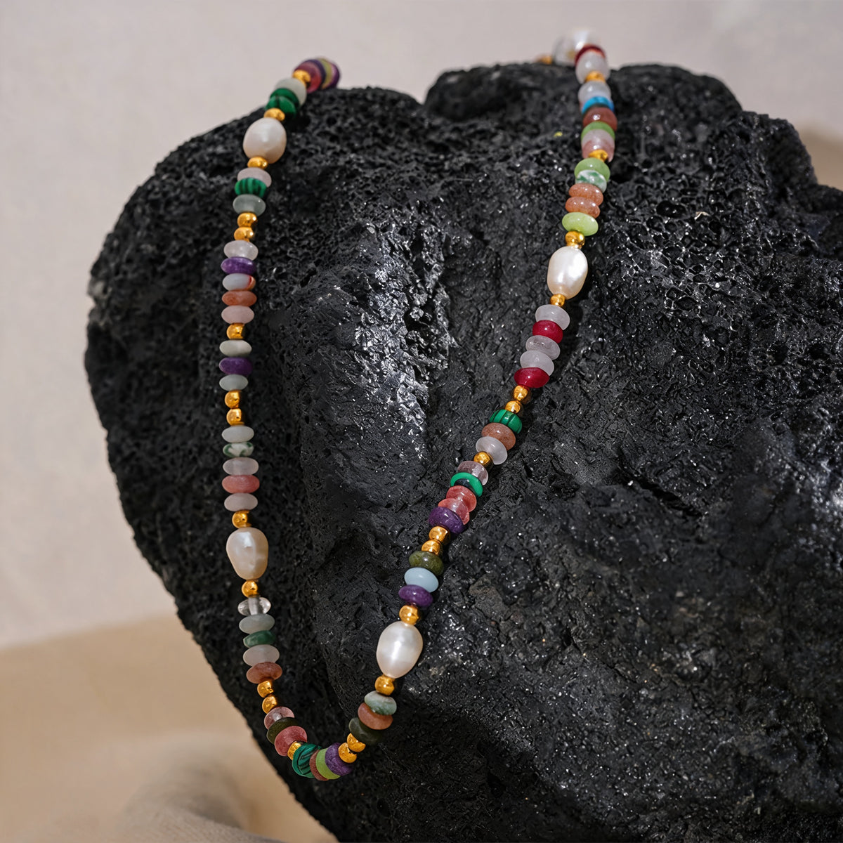 Maple Stone Bead Necklace