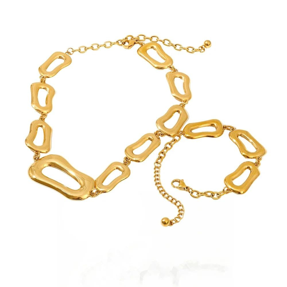 Harlow gold chain link necklace and bracelet set