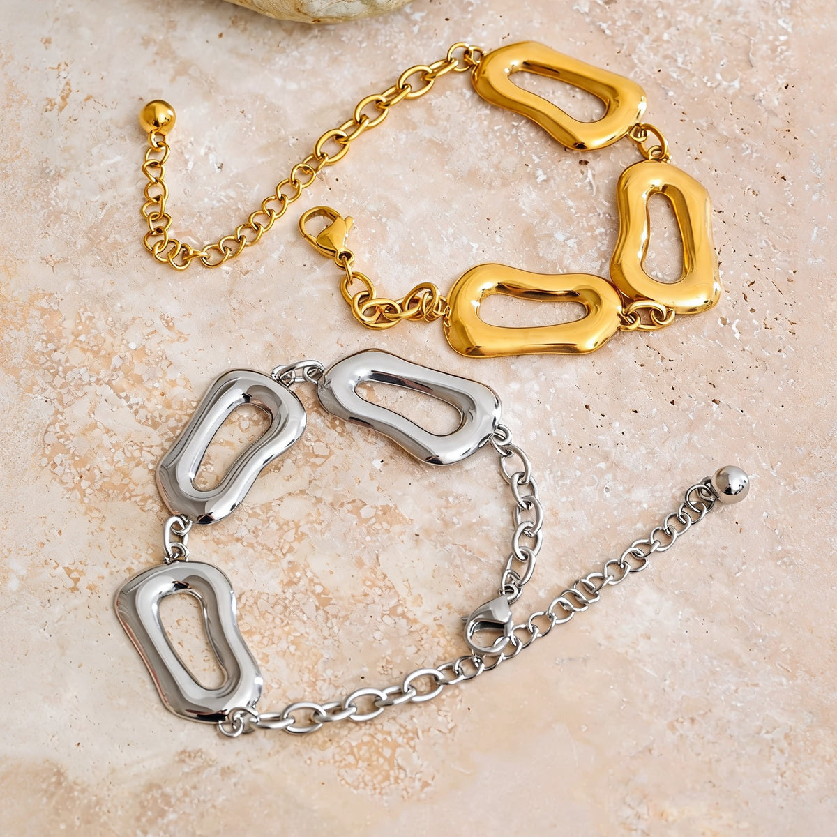Harlow gold and silver rectangle link bracelets