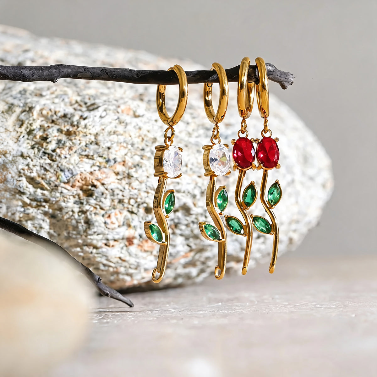 Zinnia Rose Drop Earrings