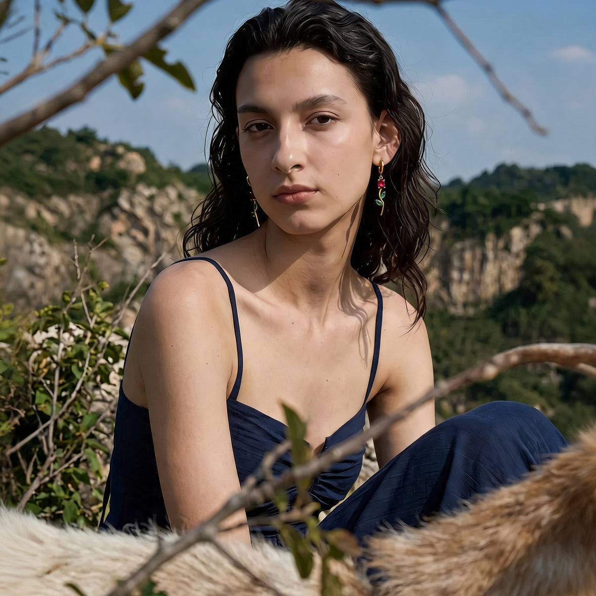 Zinnia Rose Drop Earrings