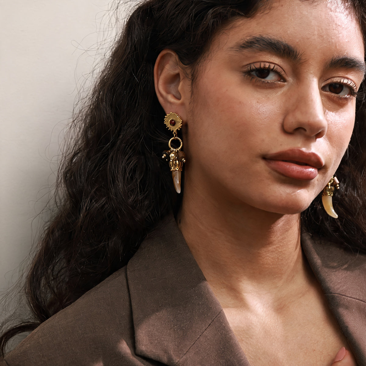 Elsie Resin Horn Earrings