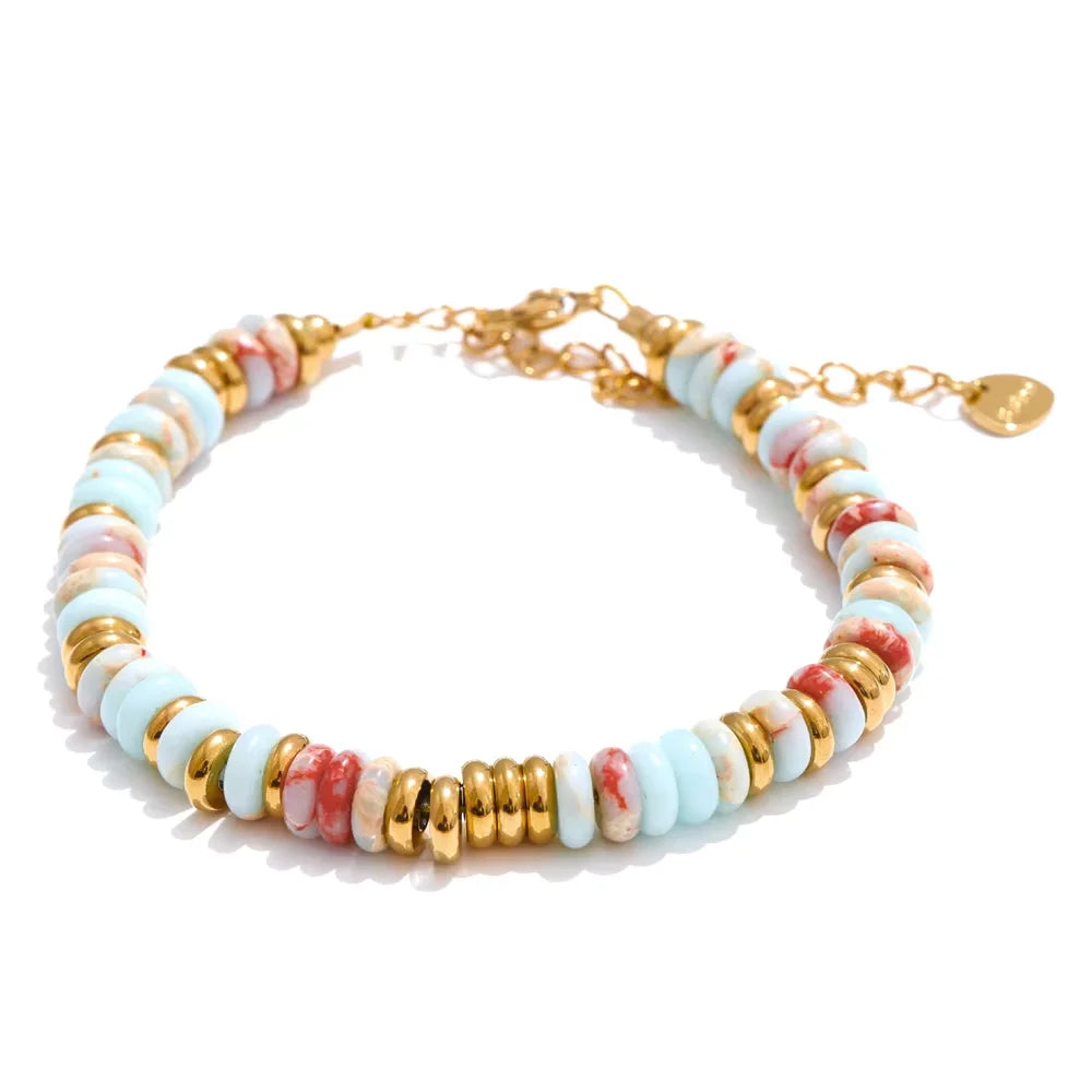 Sedona Stone Bead Bangle in Coral Sky