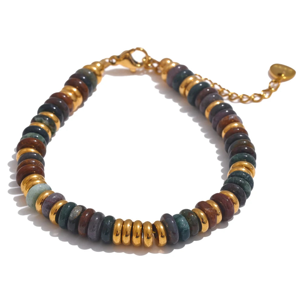 Sedona Stone Bead Bangle in Moss