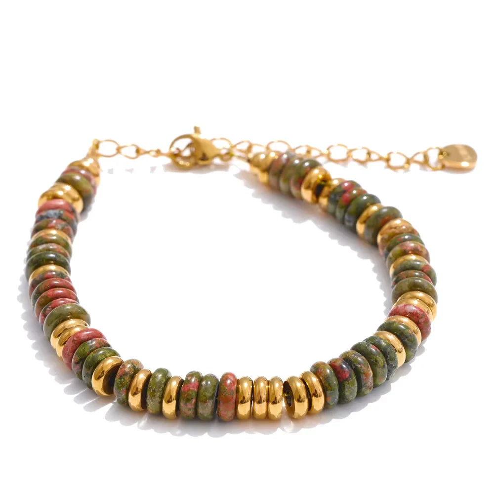 Sedona Stone Bead Bangle in Olive Blush