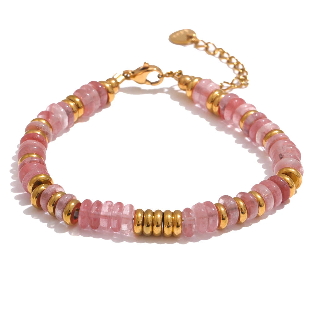 Sedona Stone Bead Bangle in Rose